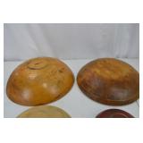 Set of 4 Vintage Wooden Bowls - Assorted Sizes
