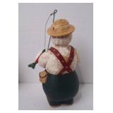 Christmas Snowman Figurine Pair in Red Wagon Holiday Decor Set
