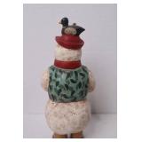 Christmas Snowman Figurine Pair in Red Wagon Holiday Decor Set