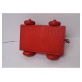 Christmas Snowman Figurine Pair in Red Wagon Holiday Decor Set