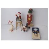 Assorted Christmas Folk Art Decor Figurines & Ornaments Lot