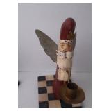 Pair of Santa Angel Candle Holder Figures, Folk Art Christmas Decor