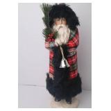 Christmas Santa Decor Figurine with Plaid Cloak and Bell