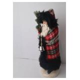 Christmas Santa Decor Figurine with Plaid Cloak and Bell
