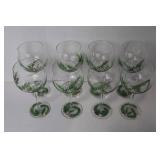 Set of 8 Ambiance Collections Pinecone Wine Glasses 8.5 in Handpainted