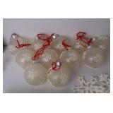 Christmas Decor Lot: Tree Topper, Ornaments, Vintage Santa Art & Snowflake Accents