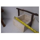 Rustic Home Decor Lot: Mini Stool, Birdhouse, Wood Planter, Tree Sale Sign, Acorn Accents