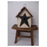 Rustic Home Decor Lot: Mini Stool, Birdhouse, Wood Planter, Tree Sale Sign, Acorn Accents