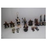 Assorted Primitive Style Christmas Ornaments and Figurines Lot