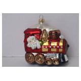 Santa Train Glass Christmas Ornament