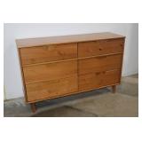 Mid-Century Style 6-Drawer Dresser, Solid Pine, 52" W