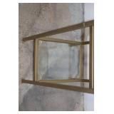 Tall Gold Metal and Glass Display Shelf, 73" H