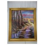 Joyce Ostlund Oil Painting "Golden Time in the Forest" Framed 30x24
