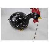 Chicken Figurine - Speckled Black Ceramic