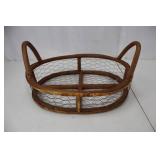 Basket - Vintage Oval Wood & Chicken Wire with Handles