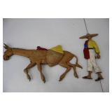 Tin Donkey & Rider Figurine Set - Sexton USA