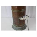 Antique Copper Cylinder Vessel - Brass Trim & Side Spigot