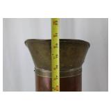 Antique Copper Cylinder Vessel - Brass Trim & Side Spigot