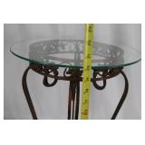 Round Glass-Top Table - Wrought Iron Base