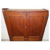 Oak Pantry Cabinet - Vintage Four-Door Cupboard with Iron Hinges