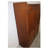Oak Pantry Cabinet - Vintage Four-Door Cupboard with Iron Hinges