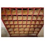 Vintage Red Wooden Grid Cubby Shelf