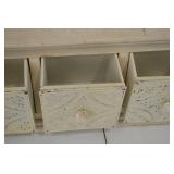 Three-Drawer Carved Wood Storage Chest - Distressed Cream Finish