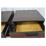 Nightstands - Dark Wood Grain with Black Metal Frame (Set of 2)