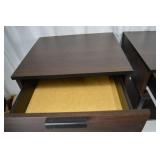 Nightstands - Dark Wood Grain with Black Metal Frame (Set of 2)