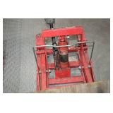Hydraulic Scissor Lift Table - Red with Wood Deck & Casters