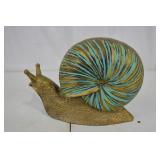 Decorative Snail Sculpture - Turquoise Shell & Gold Body