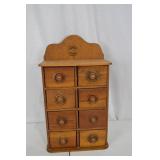 Wooden Apothecary Cabinet - Two-Column, Eight Drawers, Decorative Backboard