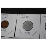 Coins - NL 1c 2003 & GR 10 Drachmes & FR 5 Centimes & DK 100 Øre & SE 50 Öre