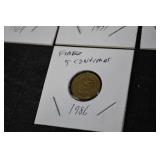 Coins - NL 1c 2003 & GR 10 Drachmes & FR 5 Centimes & DK 100 Øre & SE 50 Öre