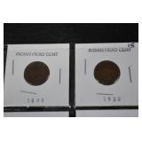 Indian Head Cent Coins - 12-Coin Card Flip Lot (1899-1908)