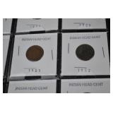 Indian Head Cent Coins - 12-Coin Card Flip Lot (1899-1908)