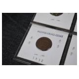 Indian Head Cent Coins - 12-Coin Card Flip Lot (1899-1908)