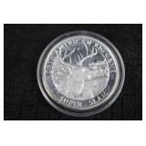 .999 Silver Wildlife Coin - Deer Stag & Bird of Prey Design