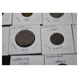 Asian Coins Lot - Thailand 1 Baht, Malaysia 10 sen & Indonesia 100 rupiah