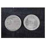 One Dollar Coins - Silver-Toned Pair