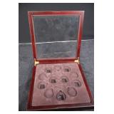 Coin Display Case - 12-Place Foam Insert, Wood Frame
