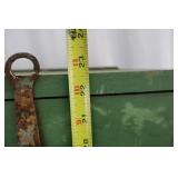 Green Metal Wall Cabinet - Glass Front Door, 2 Shelves