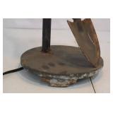 Industrial Table Lamp & Shovel Motif Base - Distressed Cream Shade