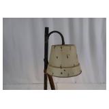 Industrial Table Lamp & Shovel Motif Base - Distressed Cream Shade
