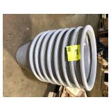 8 Pack of Vigoro 22 in. Alameda Extra Large Gray Plastic Planter (22 in. D x 17.5 in. H) Customer Returns See Pictures