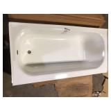 Bootz Industries Bootzcast 60 in. x 30 in. Soaking Alcove Bathtub with Left Drain in White   Customer Returns See Pictures