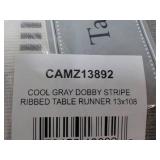 Gray Dobby Stripe Ribbed Table Runn...