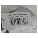 2 Pack Standard Size Soft White Duck Feather & Down Bed Pillow | BOKSER HOME