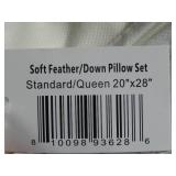 2 Pack Soft White Duck Feather & Down Bed Pillow Standard Size | BOKSER HOME