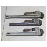 3 Piece Lot of Pipe Wrenches
